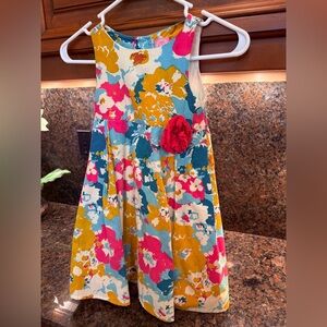 Floral Sleeveless Dress with Red Accent